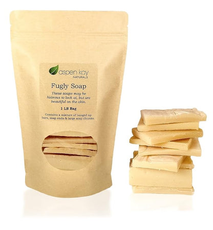 Aspen Kay Naturals - 1 Pound Bag of Fugly Soap, a Mixture of Dented & Imperfect Soap Bars, Soap Ends & Chunks. Natural & Organic Ingredients. (Aloe & Calendula)