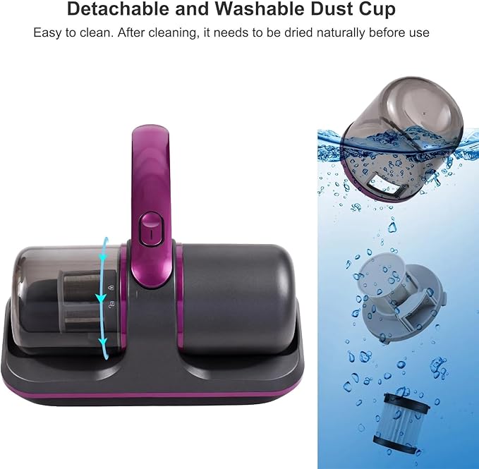 Mattress Vacuum Cleaner, Compact Mattress Vacuum Cleaner 100W Handheld Cordless Bed 8000Pa Strong Suction 2 Speeds Adjustable for Clean for Beds, Sofas, Car Seats