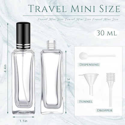 Domensi 3 Pcs 30 ml Glass Perfume Bottles Refillable Cologne Atomizer Empty With Dispenser Tools, Pocket Spray Bottle for Travel and Sample Container (Black)