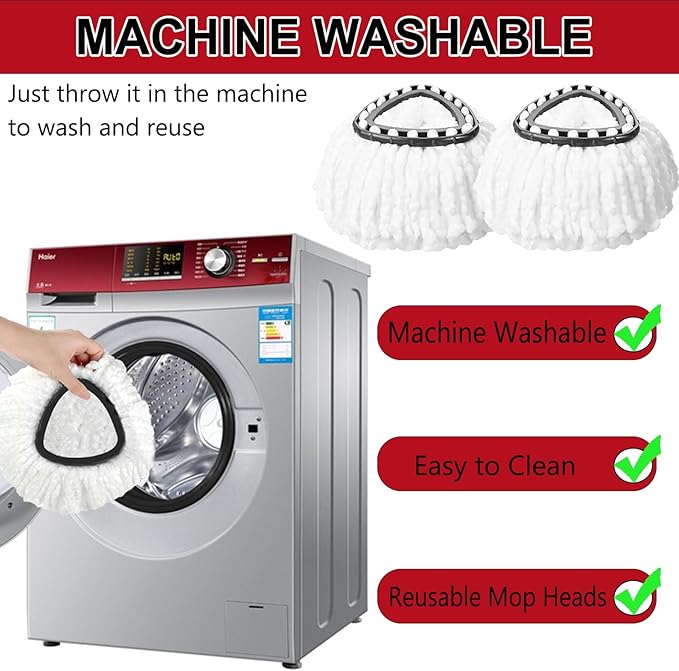 20 Pack Spin Mop Replacement Heads, 100% Microfiber Mop Refill for Easy Wring Compatible with Triangle Spin Mop, 360 Degree Spinning Replace Head for Floor Cleaning