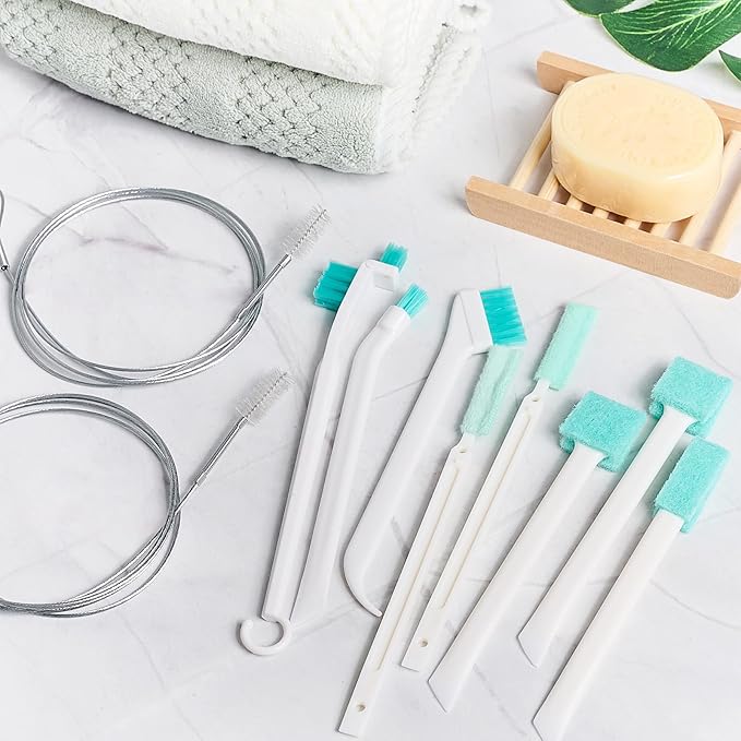 TUZAZO Ice Machine Cleaner Brush Kits, 10 PCS Ice Maker Cleaning Tools - 2PCS Long Drain Pipe Brushes and 8 PCS Crevice Cleaning Brushes