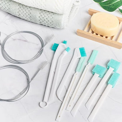 TUZAZO Ice Machine Cleaner Brush Kits, 10 PCS Ice Maker Cleaning Tools - 2PCS Long Drain Pipe Brushes and 8 PCS Crevice Cleaning Brushes