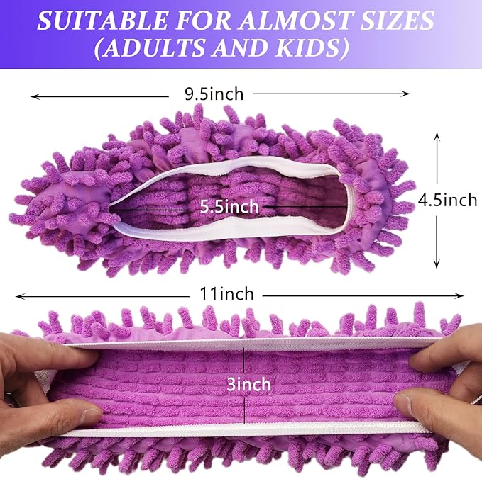 3 Pairs Shoes Cover Duster, Reusable Mop Slippers, Microfiber Dust Mops, Multi Purpose Floor Cleaning Shoes, Feather Duster for Bathroom, Office, Kitchen, House Polishing Cleaning