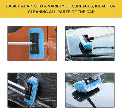 62.7" Car Wash Brush with Long Handle, Scratch-Free Washing Brushes with Five-Sided Soft Bristles, Adjustable Cleaning Brush Wash Mop Kit for RV Truck SUV House Siding (Blue)