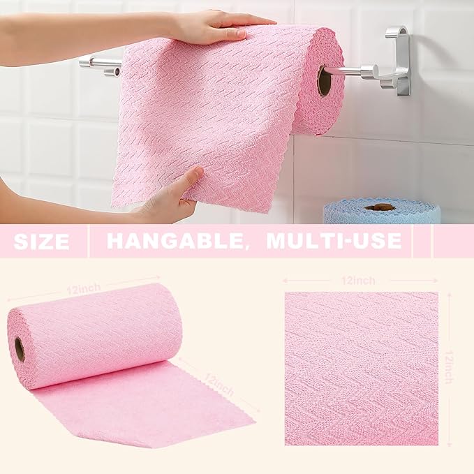 80 Pack Microfiber Cleaning Cloth Roll Reusable Paper Towels 12"x12" Tear Away Cloth,Absorbent Dish Rags for House Kitchen,Wash Cloths,Lint Free Rags for Window Cars Cleaning Supplies