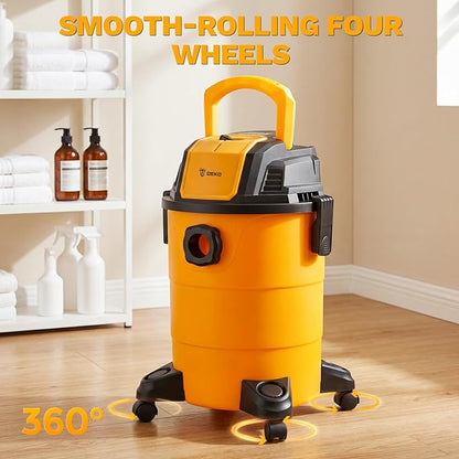 DEKOPRO Shop Vacuum Wet and Dry:4-Gallon 3 Peak HP Portable Shop Vac, Car Vacuum with 6Ft Hose, 10 Ft Cord, Wet Dry Vacuum Cleaner with Filter and Brush Accessories for Homes, Pets, and Cars