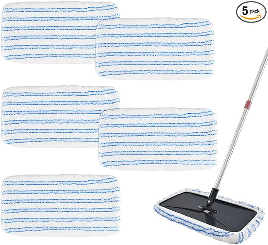5 Pack Mop Heads Replacements for Ocedar Hardwood Floor 'N More Microfiber Mops,Terry Cloth Mops Refills 15 x 8 Flat Dust Mop Pads for O Cedar mop, Washable Mopping Pads(Mop Handle Not Included)
