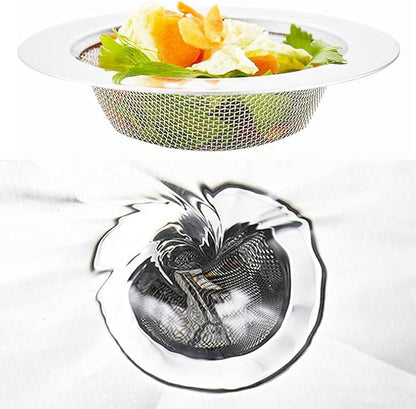 4.5 Inch Stainless Steel Sink Drain Strainer – Kitchen Sink Strainer Catches Food Debris & Hair – Fine Mesh Rustproof Filter Basket for Standard Kitchen Sinks, Easy Clean