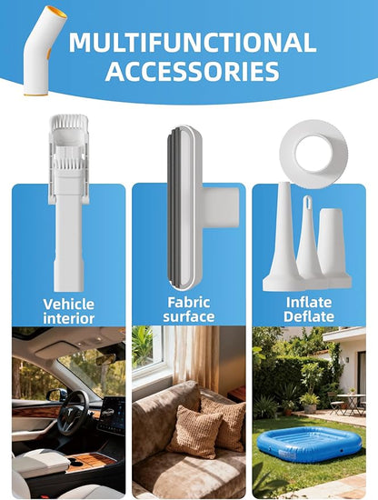Vogano Handheld Vacuum Cleaner Cordless, 15000Pa High Power, Portable Mini Car Vacuum Air Duster with 2 Suction Modes & Multi-Nozzles for Desk Home Office Pet Hair, White