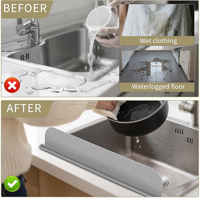 Sink Splash Guards are used on Sink Platforms to Prevent Water Splashes and Keep Countertops and Clothes Dry Grey