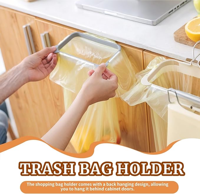 2 PCS Trash Bag Holder, Hanging Garbage Bags Rack Plastic Towel Gloves Hanger Space Saving for Cabinets Cupboards Under Sink