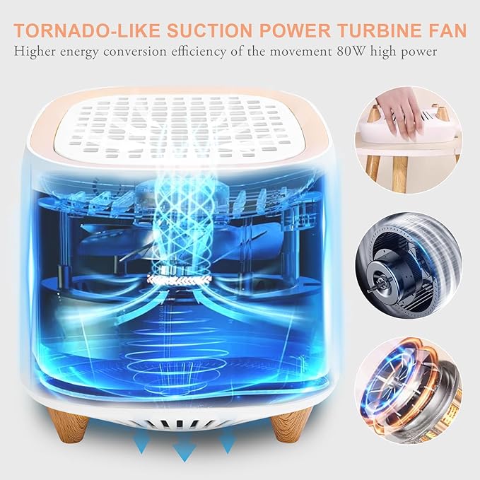 Powerful Nail Dust Collector - 130W Electric Low Noise Dust Collector Nail Tech Lint Free - Adjustable Vacuum Fan Vent Dust Collector Extractor for Acrylic Gel Nail Salon, White