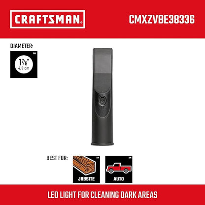 CRAFTSMAN CMXZVBE38336 1-7/8 in. LED Lighted Car Nozzle Wet Dry Vac Attachment, Industrial-Grade Shop Vacuum Accessory for Illuminating Dark Areas While Cleaning, Fits 1-7/8 in. Hose Diameter