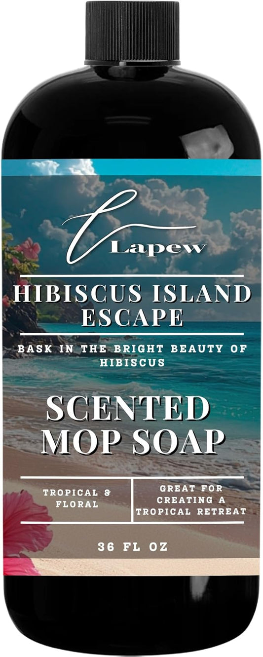 Lapew Hibiscus Island Scented Mop Soap - Luxury Floor Cleaner Concentrate for Mopping Tile, Laminate, Vinyl & Hardwood | Streak-Free, Low-Foam | 36 oz