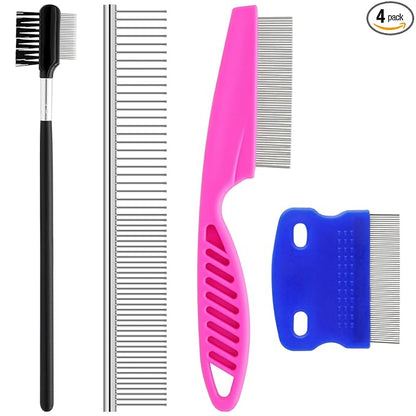 GUBCUB Pets Grooming Comb Kit for Small Dogs Puppies For Tear Stain Remover, 2-in-1 with Round Teeth to Remove Knots Crust Mucus