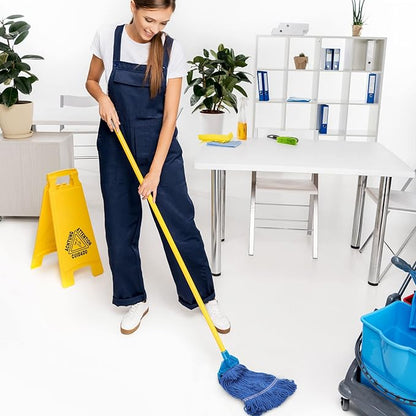 Nuogo 6 Pcs Commercial Mop Head Replacement Floor Cleaning Wet Mop Head Refills Heavy Duty Commercial General Cleaning(Blue)