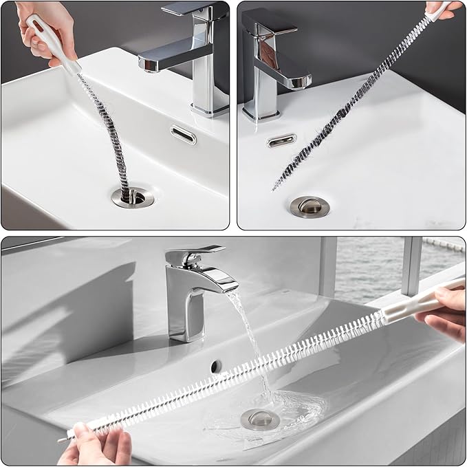 34inch Drain Snake (1pc), 20inch Hair Drain Clog Remover (12 pcs) & 18Inch Cleaner Brush (2 pcs), Sink Plumbing Snake Drain Tool Unclogger Tool Set For Kitchen, Bathroom Tub, Sewer, Toilet