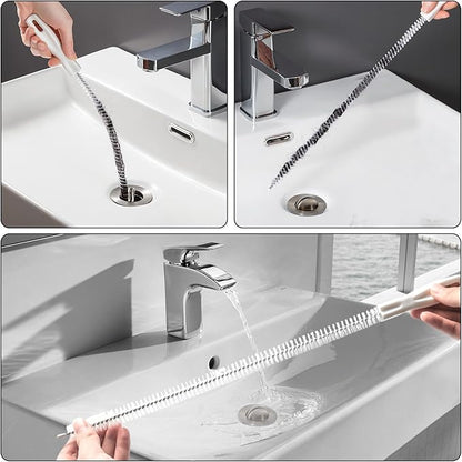 34inch Drain Snake (1pc), 20inch Hair Drain Clog Remover (12 pcs) & 18Inch Cleaner Brush (2 pcs), Sink Plumbing Snake Drain Tool Unclogger Tool Set For Kitchen, Bathroom Tub, Sewer, Toilet