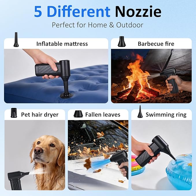 Compressed Air Duster, 130,000RPM Ultra-Powerful Cordless Electric Air Duster with 4000mAh Rechargeable Battery, 3-Gear Adjustable Air Blower for Keyboard, Computer, Car, Home Cleaning