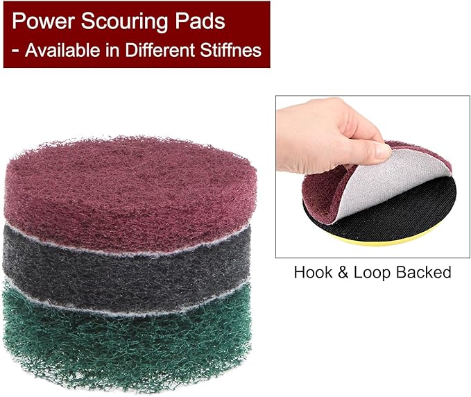 HARFINGTON 6pcs Drill Power Brush 2 inch Tile Scrubber Scouring Pads 800-1000 Grit for Bathroom Kitchen Household Cleaning