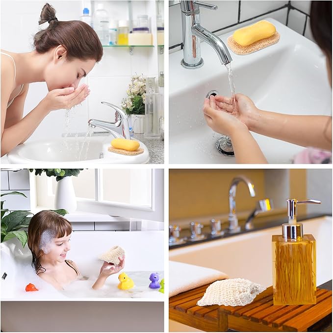 Mumufy 48 Pcs Soap Exfoliating Bag Holder Set Natural Sisal Soap Saver Bag Pouch and Lifting Pads Body Scrubber, Exfoliator Christmas Gifts for Bathroom Shower Bath Use
