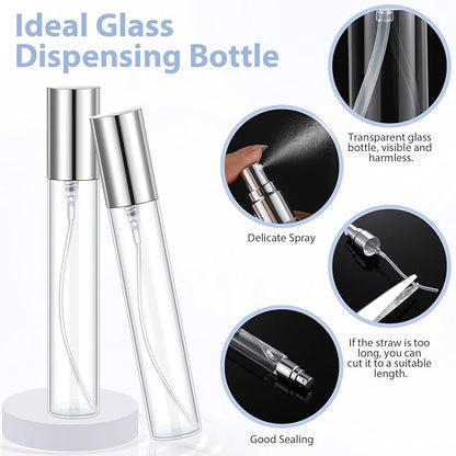 Yinder 25 Pcs 15ml Travel Spray Bottle Refillable Perfume Atomizer Bulk Glass Mini Cologne Perfume Bottles Empty Fine Mist Portable Small Sample Containers(Silver)