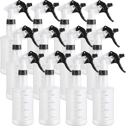 Eccliy 12 Pcs 16 Oz Plastic Spray Bottle, Adjustable Empty Reusable Sprayer for Cleaning, Planting, Water, Bathroom and Kitchen, BBQ, Commercial and Residential (Measurement,Black)
