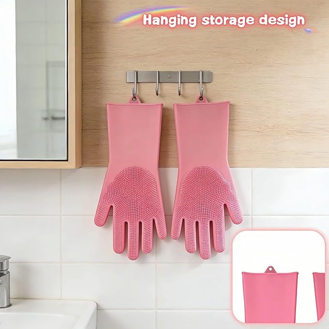 Silicone Dog Grooming Glove for Dogs and Cats, Enhanced Five-Finger Fit, Non-Slip & Extended Cuff, Dual-Sided Pet Bath Brush for Washing, Massage & Deep Cleaning 1 Pair