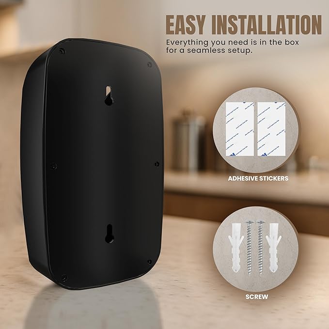 KICHLY Plastic Bags Holder, Durable Grocery Plastics Dispenser, Storage Organizer & Saver for Grocery, Shopping & Trash Bags, Wall Mount, Black