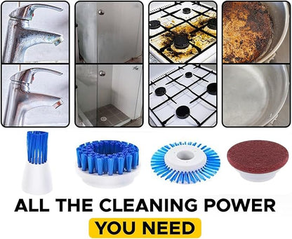Cordless Electric Spin Scrubber with 6 Brush Heads & 2 Rechargeable Batteries, Power Scrubber for Shower Tile Grout Tub Bathroom Cleaning, IPX7 Waterproof Handheld Scrubber