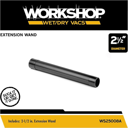 WORKSHOP Wet/Dry Vacs Shop Vacuum Accessories WS25008A Extension Wand Attachment for Wet Dry Vacuum Cleaners, Fits 2-1/2-inch Extension Wands and Hoses