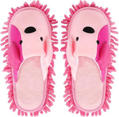 Liitrton Mop Slippers Cartoon Mop Shoes, Washable Microfiber Slippers for Floor Cleaning, Detachable Mopping Slippers for Women Home Floor Cleaning Tools (Pink, Women 7-9/Men 5-7)
