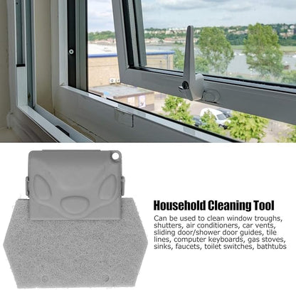 5 Packs Window Cleaning Brush, Flexibility Window Track Cleaning Tools Dry or Wet Use with Handle, Window Track Cleaner for Sliding Door Blind Air Condition Tile Line(Grey) (Grey)