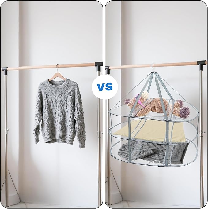Jucoan 3 Pack Sweater Drying Rack Flat Mesh Foldable 3 Tier Laundry Clothes Drying Rack for Sweaters Delicates Dolls T-Shirt Swimsuit Sweater Underwear
