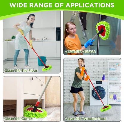 Baderke 3 Pack Mop Heads Replacements Compatible with 1 Tank System Duster Replacement Heads Microfiber Spin Mop Refill Pads Reusable Dust Refills for Floor Cleaning (Green)