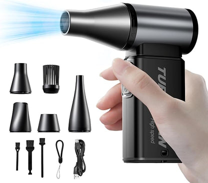 Multipurpose Electric Air Duster, Powerful Palm Size, Cordless Air Blower, Clean Hard-to-Reach Areas of Any Surface, 110,000 RPM Mini Blower, Fast Charging, Durable, 6 Speed, No Canned Air Needed