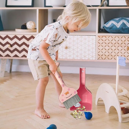 Mini Broom and Dustpan Set Cartoon Small Broom with Dustpan Combo Set Cute Cleaning Kit for Home Office Floor (Pink)