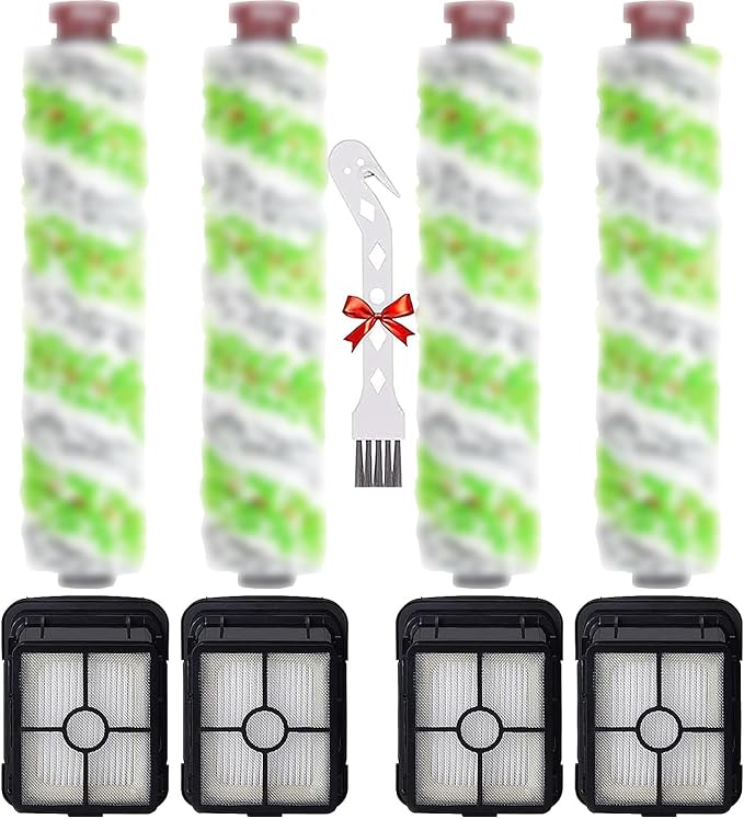 for Bissell CrossWave Pet Pro 2306A CrossWave 1785 Series Replacement Parts 4 Pack 2460 Multi-Surface Pet Pro Cleaner Brush Rolls Tangle-Free+4 Pack 1866 Vacuum Filters Part 1613568 1608684
