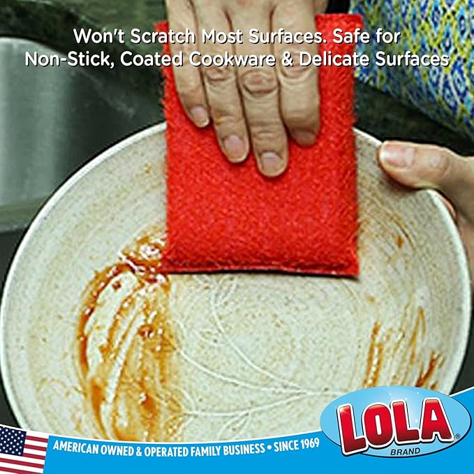 LOLA Scruffy Jumbo Scouring Pad, Reusable Cleaning Pads, Wire Cloth w/Foam Sponge Core, Won't Scratch Most Surfaces, Assorted Colors, 1 Pack