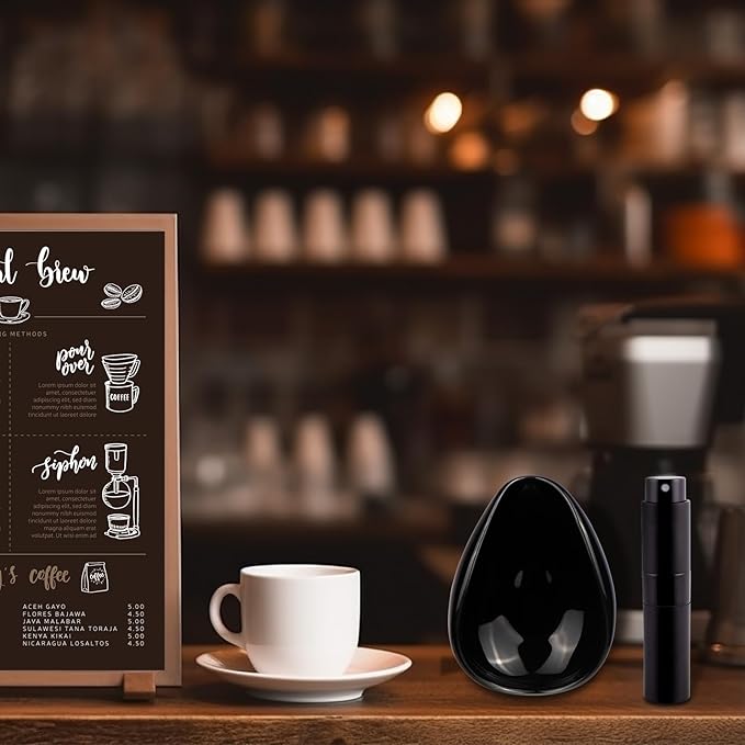 Coffee Bean Dosing Cup and Spray Bottle Set - Ceramic Espresso Accessories Kit, 8ml Static Reducing Sprayer for Cafe, Gym, Home Use | Barista-Approved Dosing Tools