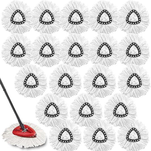 20Pack Spin Mop Replacement Heads,100% Microfiber Mop Head Replacement Compatible with Triangle Spin Mop, Easywring 1-Tank System, Easy Cleaning, Microfiber, Machine Washable