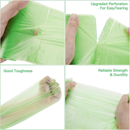 Small Trash Bags Biodegradable 1.6-Gallon - Clear Green Bulk 100 Counts Easy Tearing Compostable Mini Garbage Bag Ultra Strong Unscented Waste Basket Liners for Pet Garden Home Inwaysin
