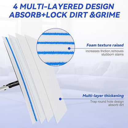 Replacement Disposable Microfiber Pad Fit for Rubbermaid Quick Connect Mop System - 50 Pack Wet & Dry Commercial Cleaning Refills with Scrubbing/Scouring Stripes Fit for Any Flat System 17 and 18 Inch