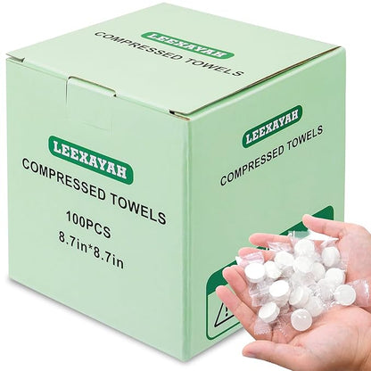Compressed Disposable Face Towel: 100pcs Mini Tablets Portable Paper Clean Washcloths For Travel Travel Cleaning Camping Hiking Essentials - 3s Absorb 50gsm 5x Reusable
