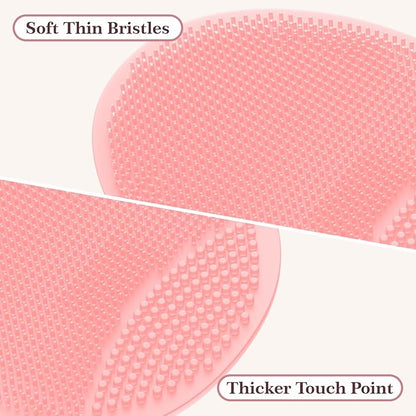 Manmihealth Silicone Back Scrubber & Soft Bath Glove, Silicone Scalp Massager Set 5 PCS, Super-Exfoliating Body Scrubber Shower Brush & Shampoo Brush Combination, with 2 Free Hooks (Style 2 Pink)