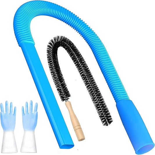 3 Pieces Dryer Vent Cleaner Kit: Vacuum Hose With Brush & Gloves Fits for Vacuums Cleaner, Refrigerator Condenser Coils, and Tight Spaces Behind Appliances, Deep Cleaning Tools for Clogged Ducts