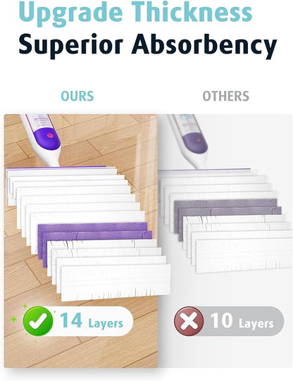 AIR U+ 12 Pack Disposable Power Mop Pads Refills for Swiffer Power Mop, Unscented 14-Layer Thickened Multi-Surface Replacement Mopping Refills Pads for Floor Surface Cleaning