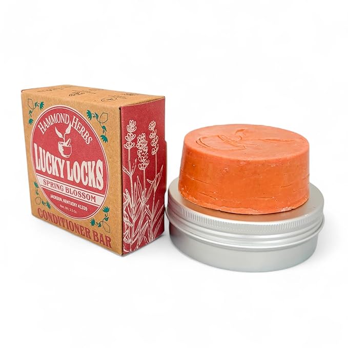 Lucky Locks | Pick Your Scent | Natural Conditioner Bar | Zero Waste Hair Care | Sulfate Free (Spring Blossom With Travel Tin)