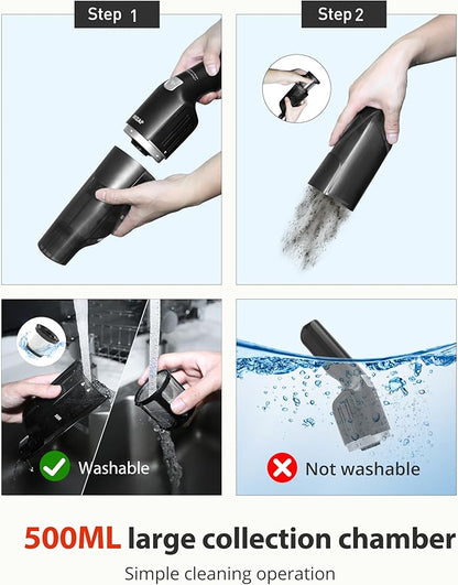 Handheld Vacuum Cleaner, Cordless & Rechargeable, 15KPa Powerful Suction, 30-Min Runtime, 500ML Dust Cup, for Pet Hair/Car/Home Matte Black