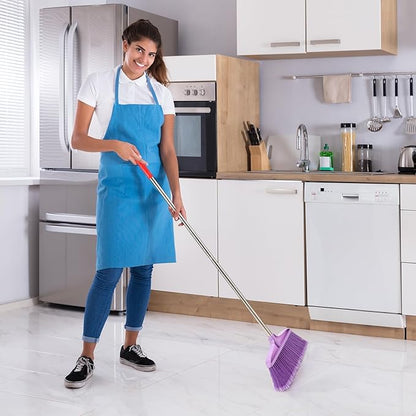 Lasnten Lasnten 8 Pack Heavy Duty Broom for Indoor Outdoor 49 Inches Commercial Broom with Stainless Steel Detachable Long Handle Commercial Cleaning Tools for Home Garage Office Patio Floor, Purple